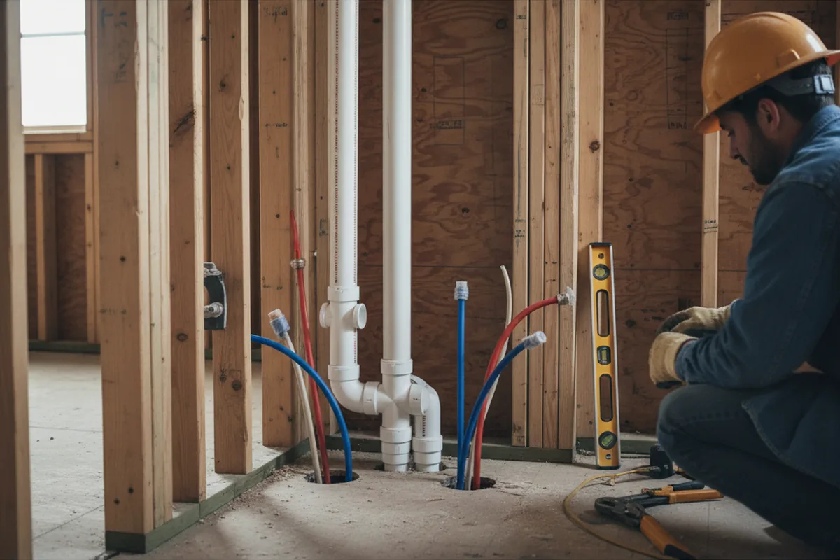 Drain and supply rough-in during Leak Detection in Parsons